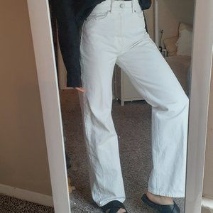 H&M Wide High Jeans in white